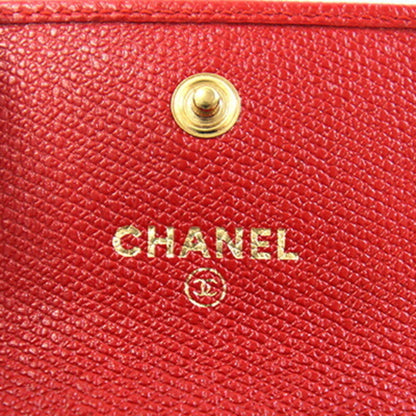 Chanel Coin Case Coco Button A20907 Red Leather Purse Mini Wallet Mark