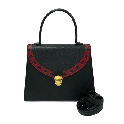Yves Saint Laurent Ysl Cutout Perforated Leather 2-Way Handbag/Shoulder Bag