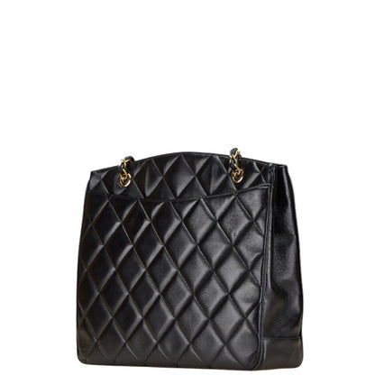 Chanel Matelasse Coco Mark Chain Shoulder Bag Tote Black Lambskin