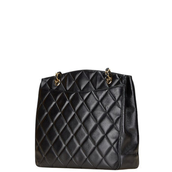 Chanel Matelasse Coco Mark Chain Shoulder Bag Tote Black Lambskin