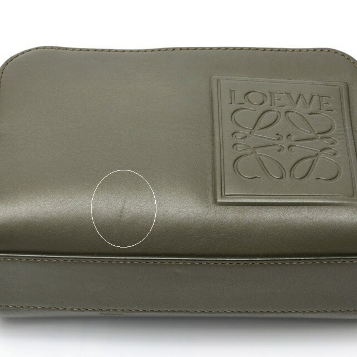Loewe Crossbody Camera Bag Mini Shoulder C565R41X01 Satin Calfskin Khaki E-158820
