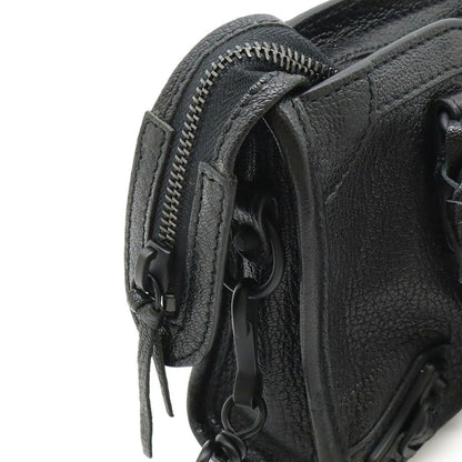 Balenciaga Classic Nano City Handbag/Shoulder Bag In Black Leather