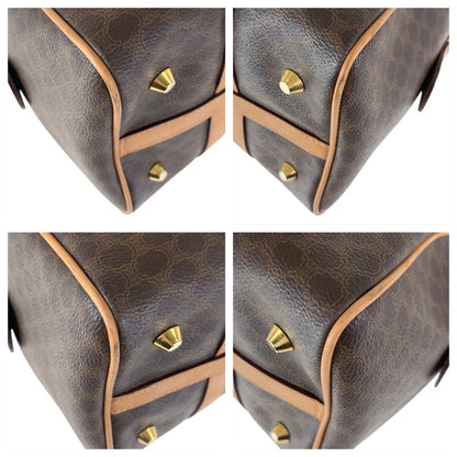 Celine Macadam Brown Gold Hardware Leather M14 Handbag Boston Bag