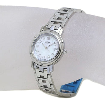 Hermes Clipper Nacre White Shell Watch With New Buckle