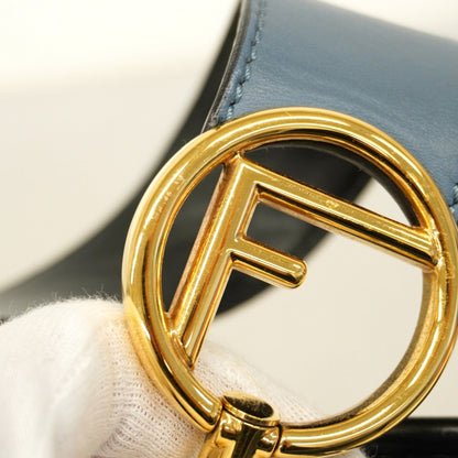 Fendi Runaway Leather Handbag In Blue And Gold
