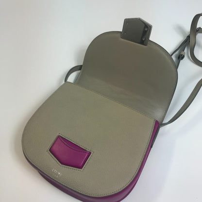Celine Bicolor Bag Crossbody Shawl Shoulder Bag Gray X Purple Pink