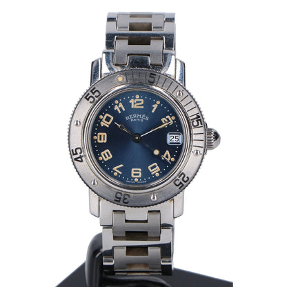 Hermes Cl5 210 Clipper Diver Date Stainless Steel Watch With Navy Dial And Quartz Movement