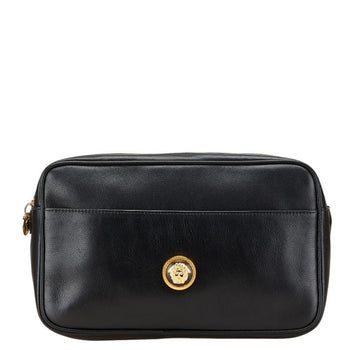 Versace Medusa Clutch Bag/Second Bag In Black Leather