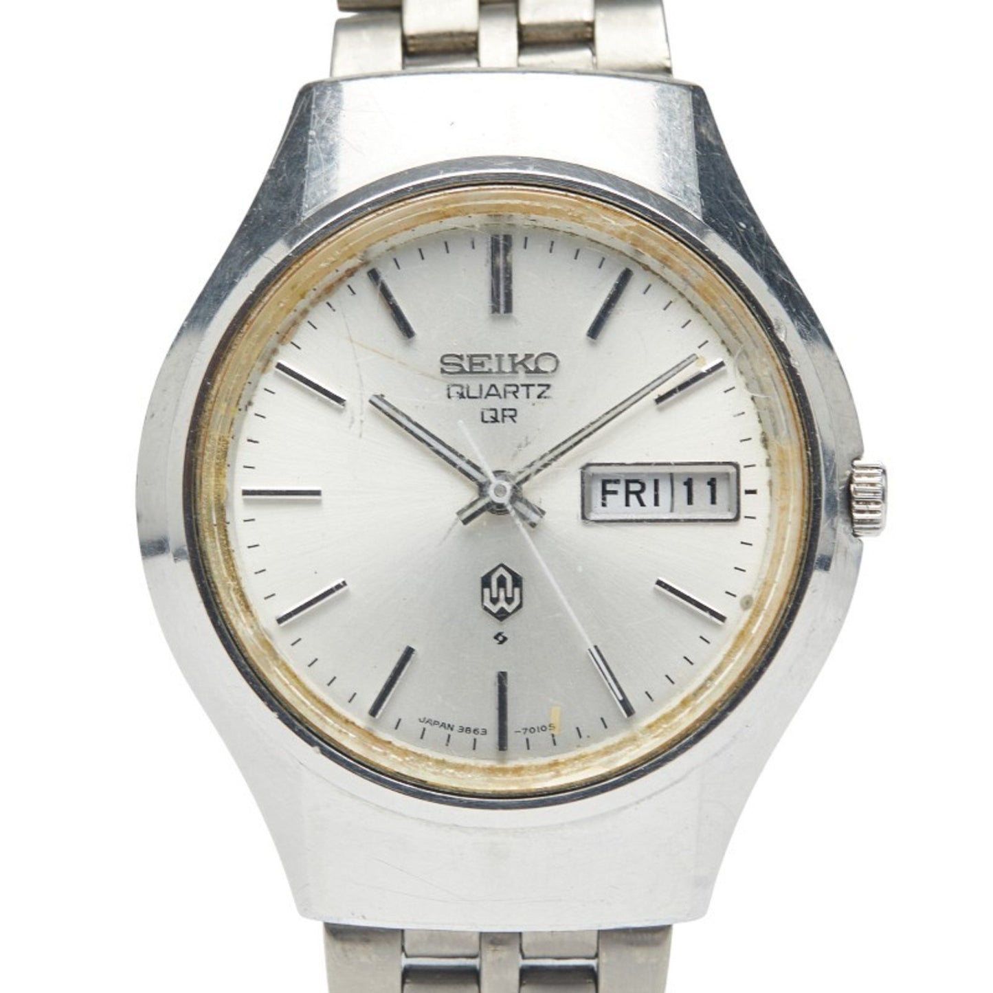 Seiko 3-Hand Day-Date Watch 3863-7010 Quartz Silver Dial Stainless Steel