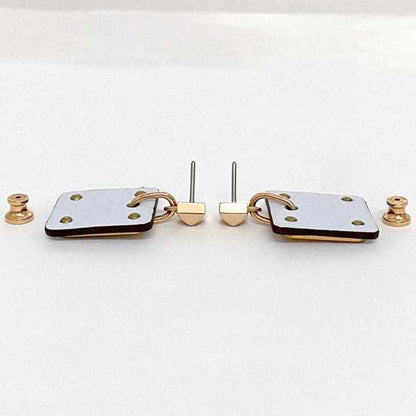 Hermes Earrings As Doucour F-22435 Pink Gold Light Blue Ace Of Hearts Heart Gp Leather Swift