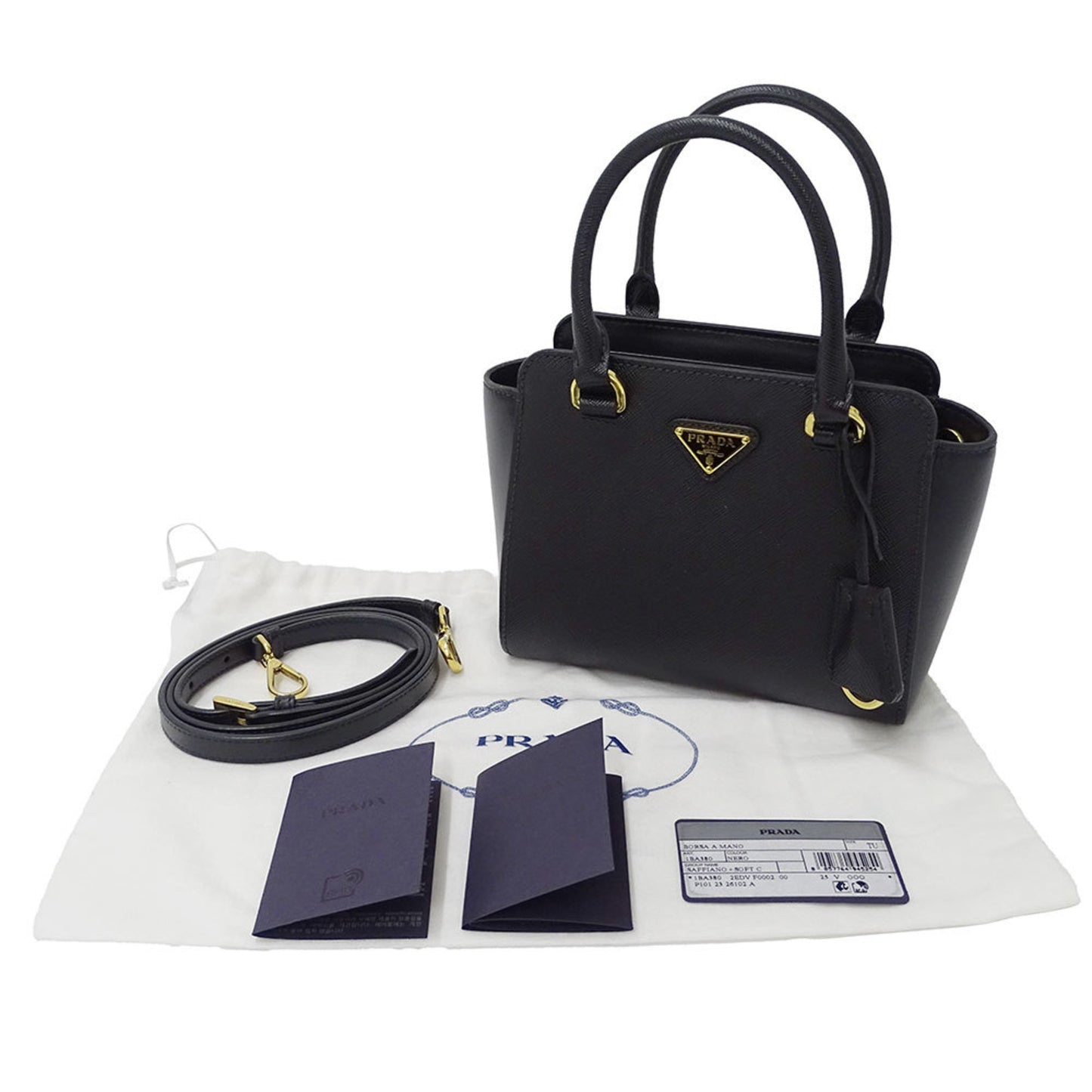 Prada Prada Women'S Saffiano Black Handbag/Shoulder Bag (1Ba380) - 2-Way Mini Bag