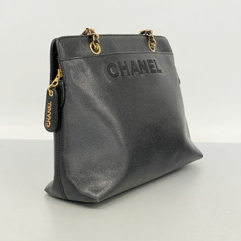 Chanel Shoulder Bag Chain Caviar Skin Black