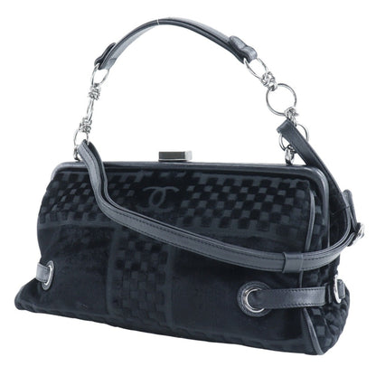 Chanel Chain Shoulder Bag Coco Mark A33096 Velour Black 2Way Chainshoulder