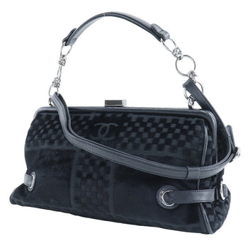 Chanel Chain Shoulder Bag Coco Mark A33096 Velour Black 2Way Chainshoulder