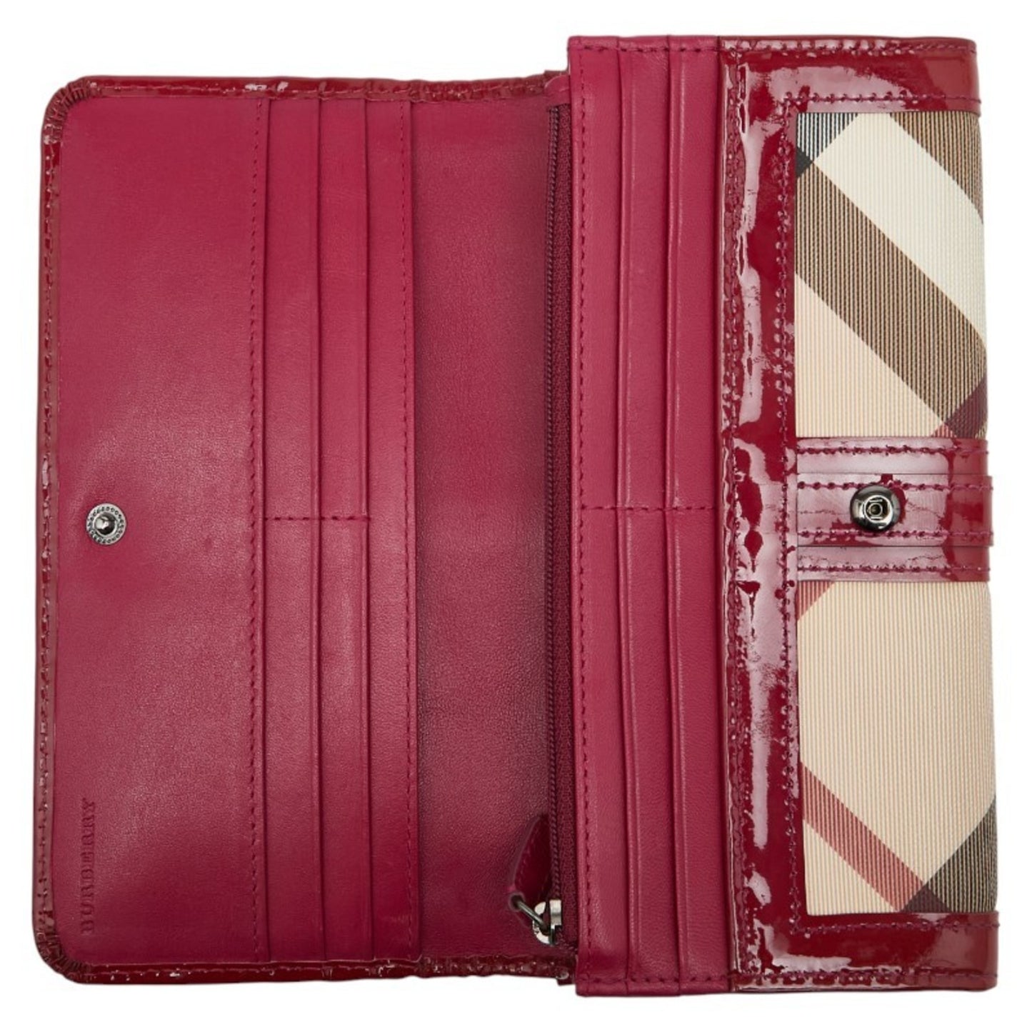 Burberry Nova Check Long Wallet In Red