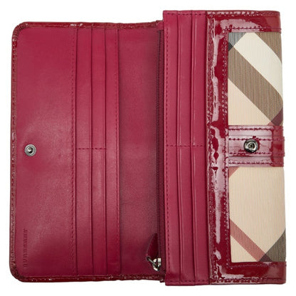 Burberry Nova Check Long Wallet In Red