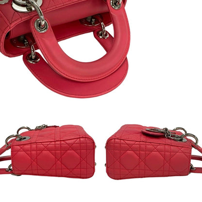 Christian Dior Lady Cannage Stitch Leather 2-Way Handbag/Shoulder Bag