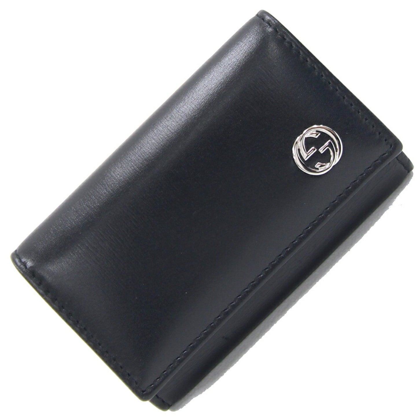 Gucci 6-Key Case Interlocking G 115225 Black Leather Key Ring