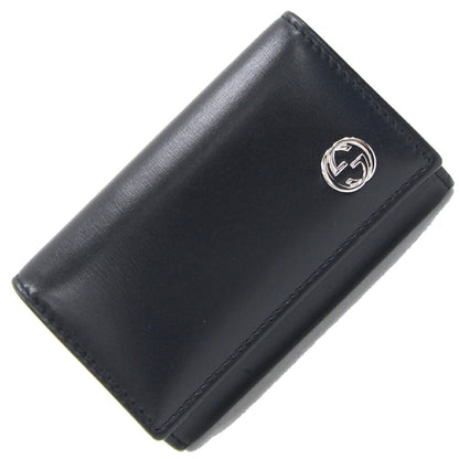 Gucci 6-Key Case Interlocking G 115225 Black Leather Key Ring
