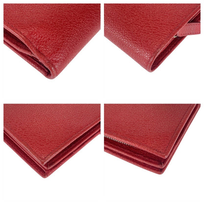 Bvlgari Colore Red Leather Long Wallet With Silver Hardware