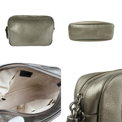 Gucci Soho Shoulder Bag In Grey Gold And Khaki Gray Leather