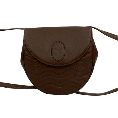 Yves Saint Laurent Ysl Logo Leather Shoulder Bag/Pochette In Brown
