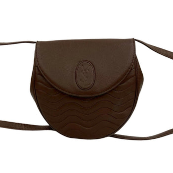 Yves Saint Laurent Ysl Logo Leather Shoulder Bag/Pochette In Brown