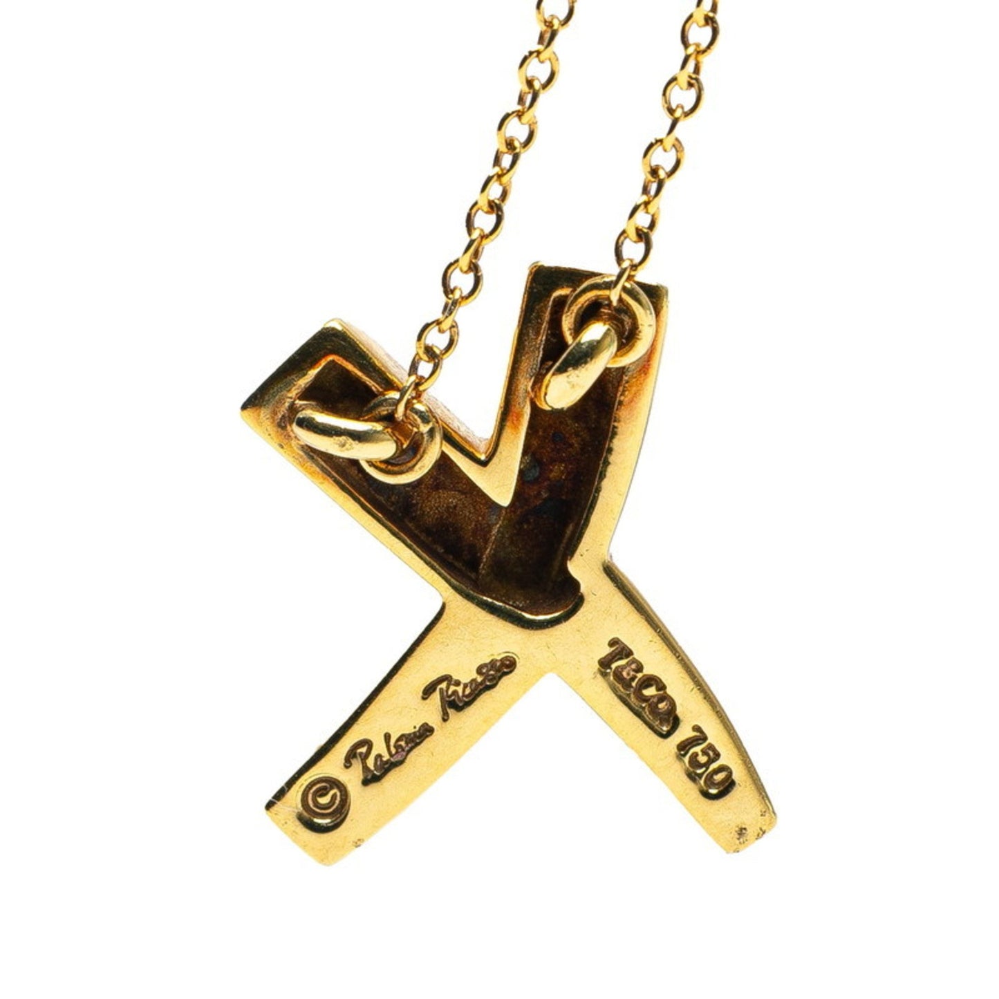 Tiffany & Co. Paloma Picasso Graffiti X Pendant Kiss Necklace In 18K Yellow Gold
