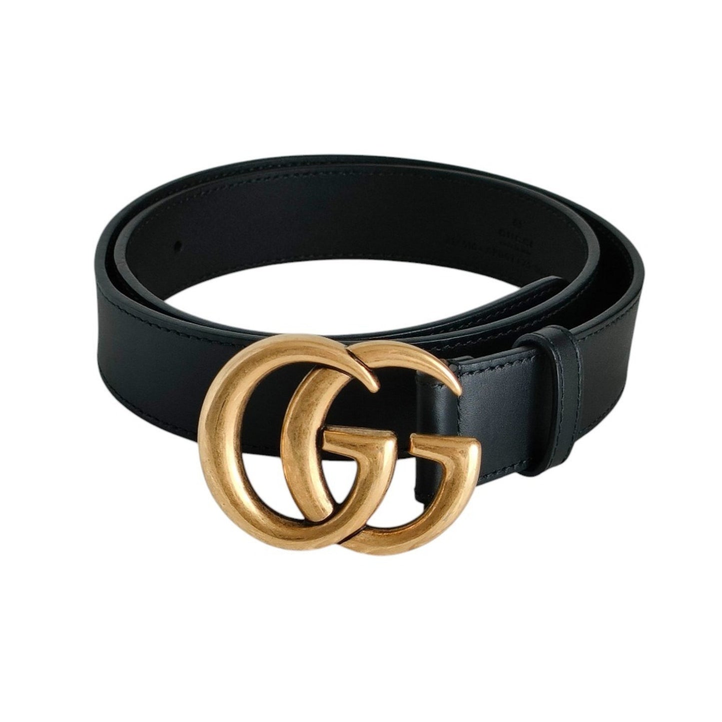 Gucci Gg Marmont Metal Buckle Leather Belt 414516 Black/Gold