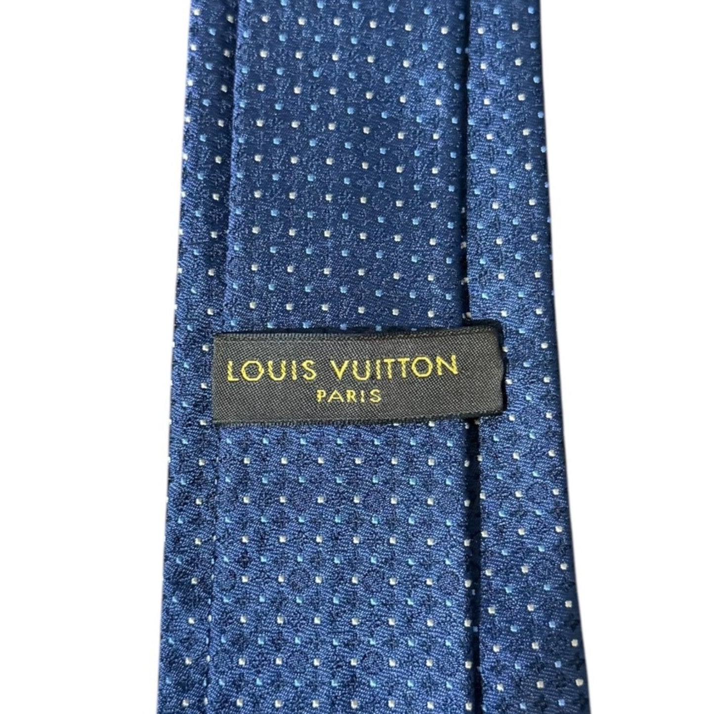 Louis Vuitton Monogram Dot Pattern 100% Silk Tie Navy