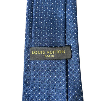 Louis Vuitton Monogram Dot Pattern 100% Silk Tie Navy