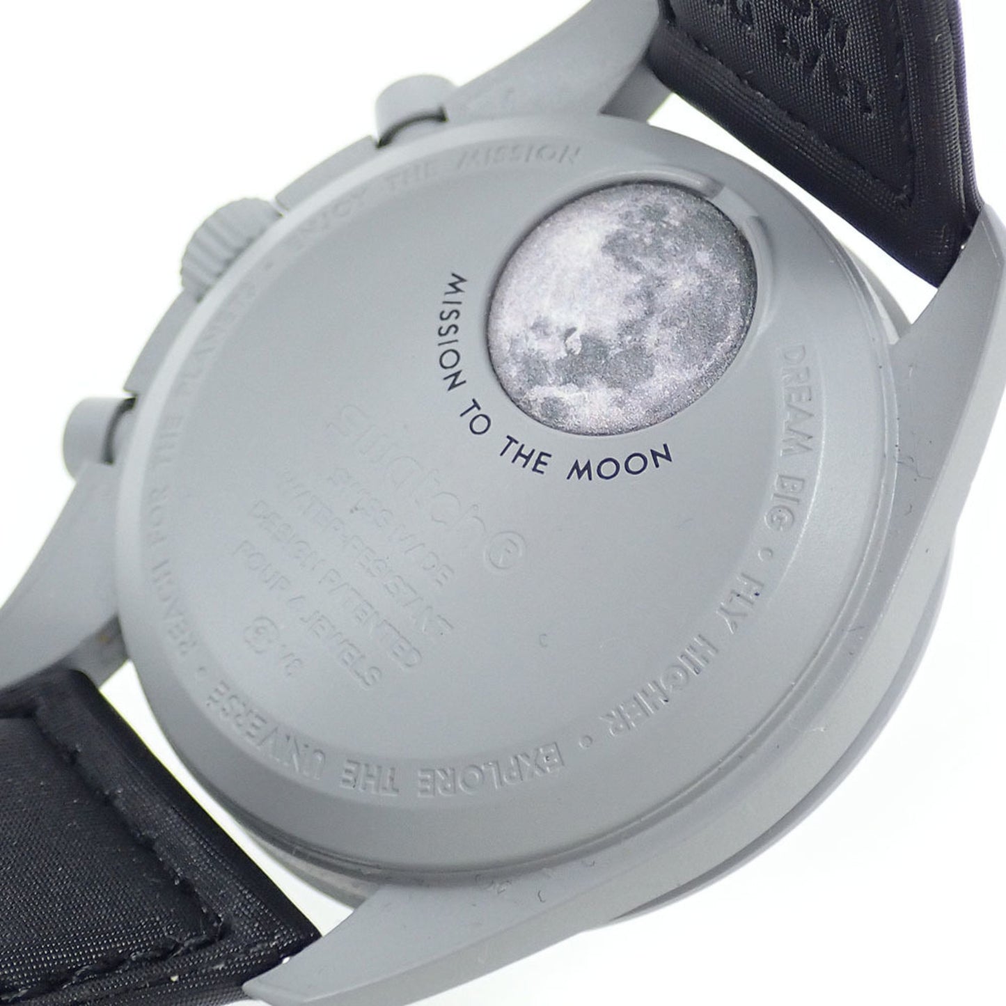 Omega X Swatch Mission To The Moon Men'S Quartz Watch With Bioceramic And Nylon Strap