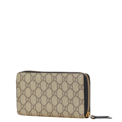 Gucci Gg Supreme Double G Two-Tone Long Wallet With Round Zipper
