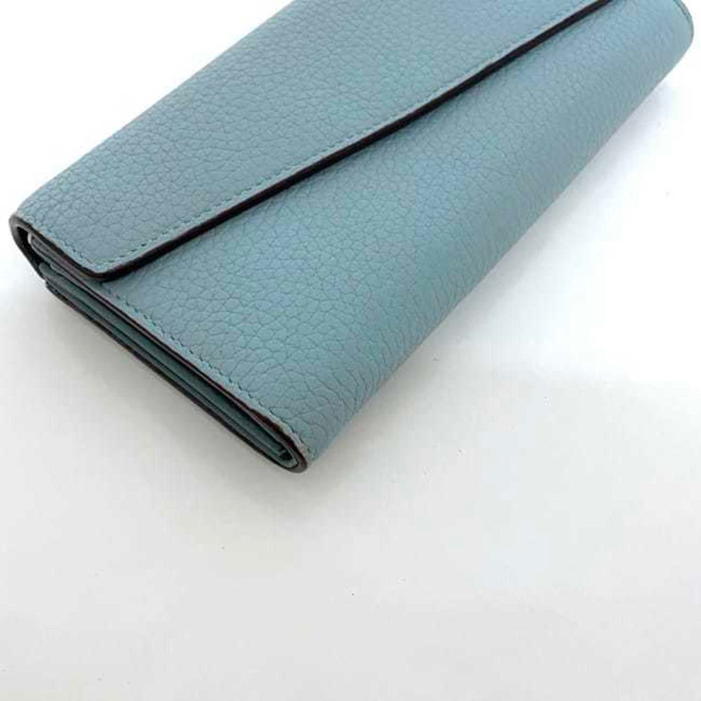 Christian Dior Bi-Fold Long Wallet Ec-22659 Light Blue Diorissimo Rencontre Leather 03-Ma-0146 Flap
