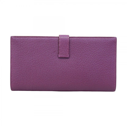 Hermes Herms Bearn Soufflet Chevre Mysore Violet Long Wallet