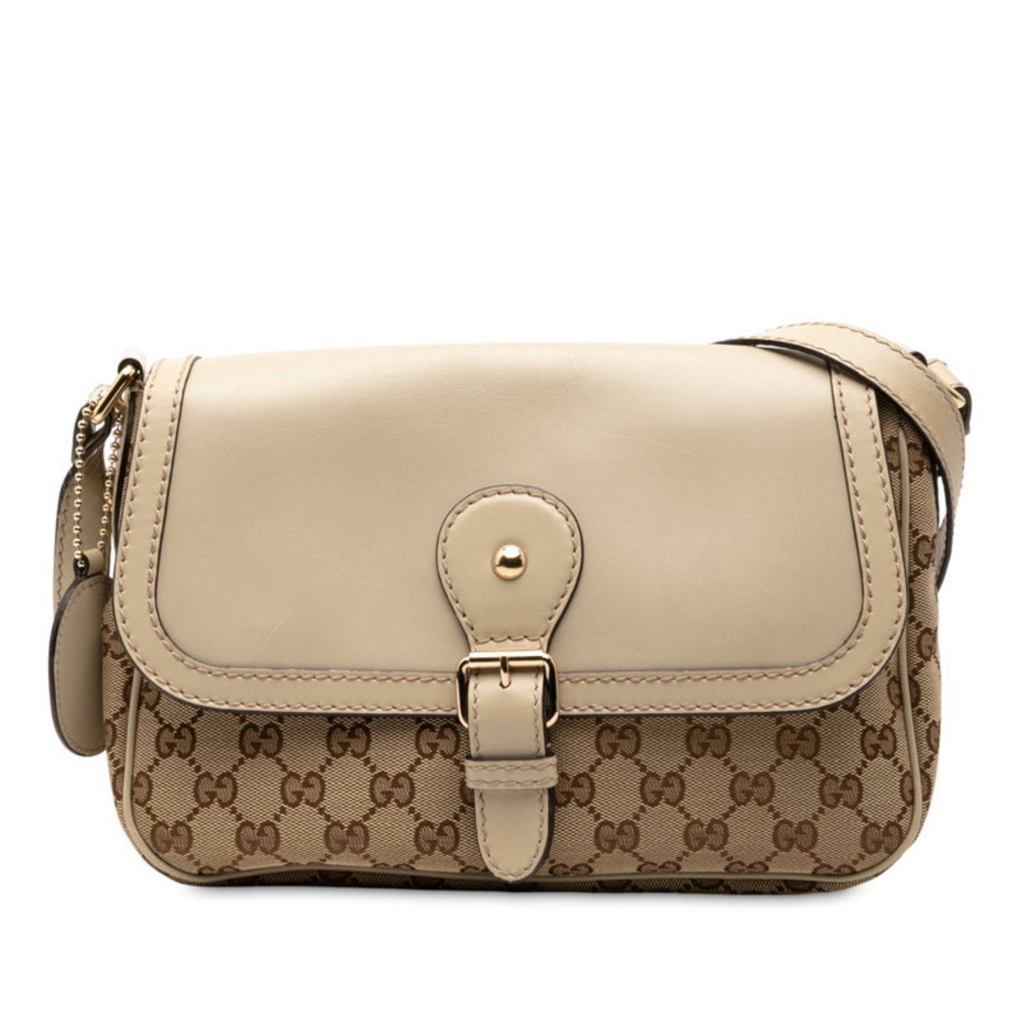 Gucci Gg Canvas Interlocking G Shoulder Bag 308452 Beige Leather