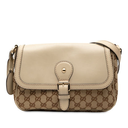 Gucci Gg Canvas Interlocking G Shoulder Bag 308452 Beige Leather