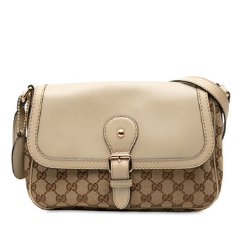 Gucci Gg Canvas Interlocking G Shoulder Bag 308452 Beige Leather
