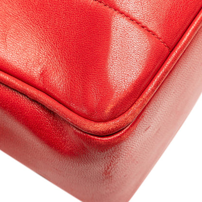 Chanel Mademoiselle Coco Mark Chain Shoulder Bag Handbag Red Lambskin