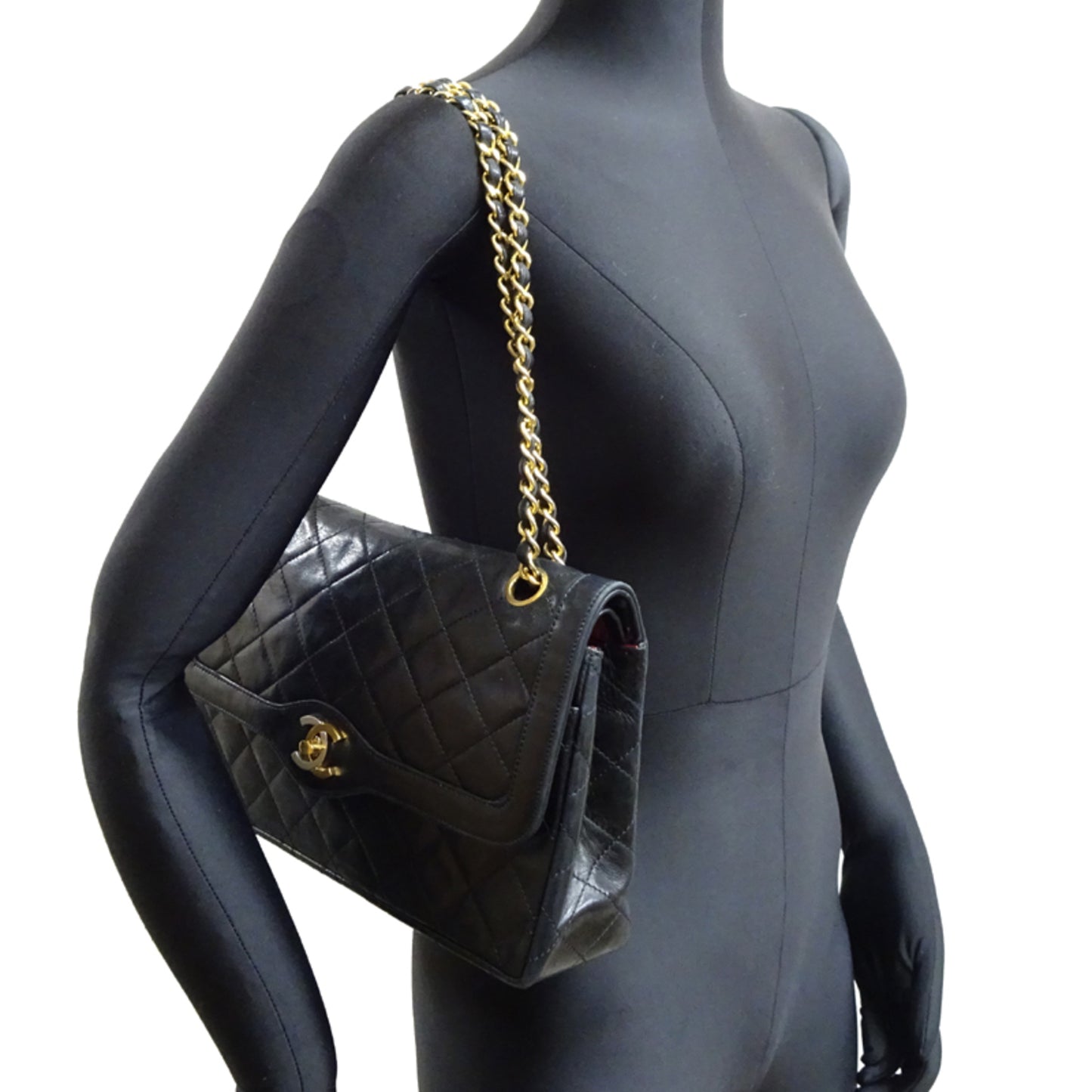 Chanel Paris Exclusive Matelasse Chain Shoulder Bag In Black Lambskin