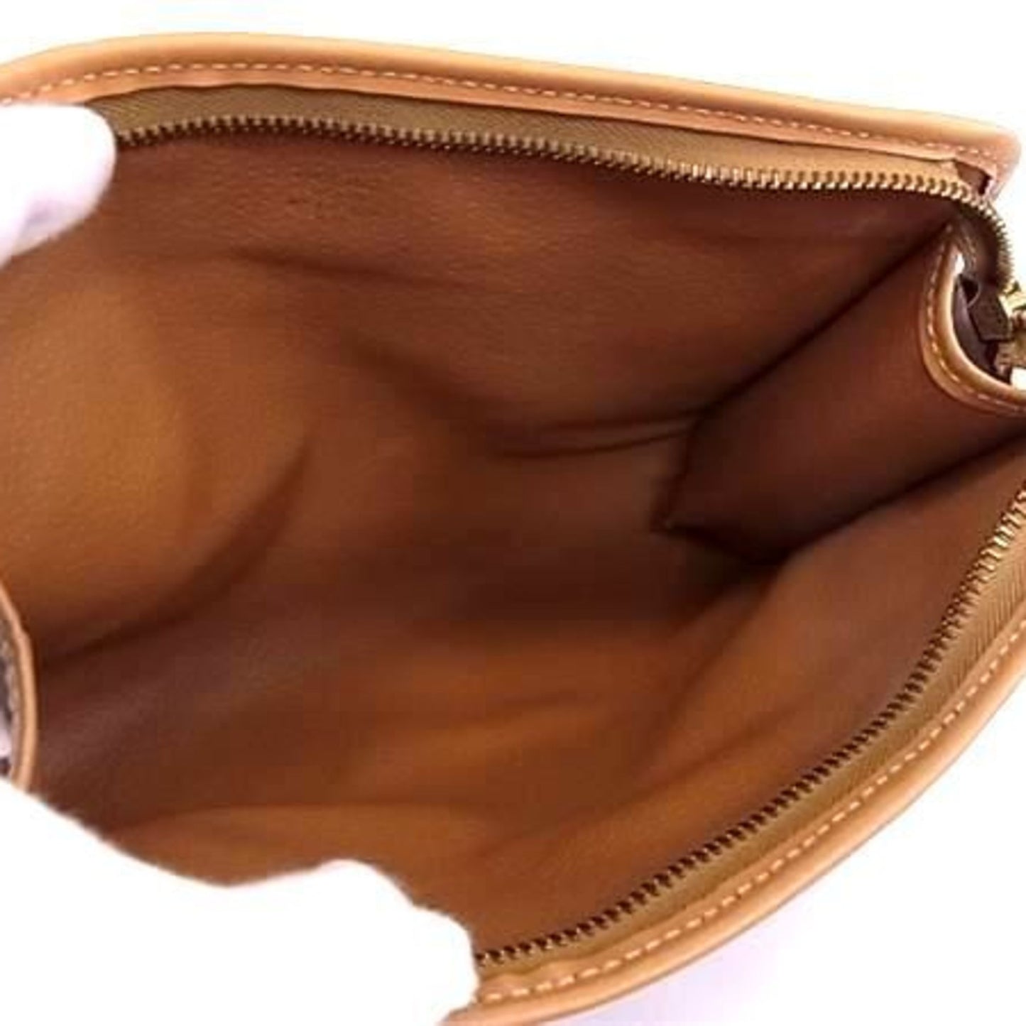 Celine M12 Macadam Clutch Bag In Brown Leather