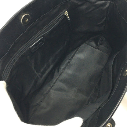 Christian Christian Dior Flower Embroidery Bag Shawl Tote Bag Black