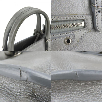 Balenciaga Paper Handbag 357333 Leather Silver Shoulder