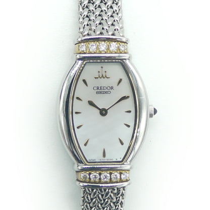 Seiko Credor Watch Gste966 Lug Diamond Quartz Shell Dial