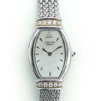 Seiko Credor Watch Gste966 Lug Diamond Quartz Shell Dial