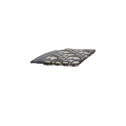 Christian Dior Dior Oblique Jacquard 30 Montaigne Freesia Card Holder/Card Case In Navy/Beige