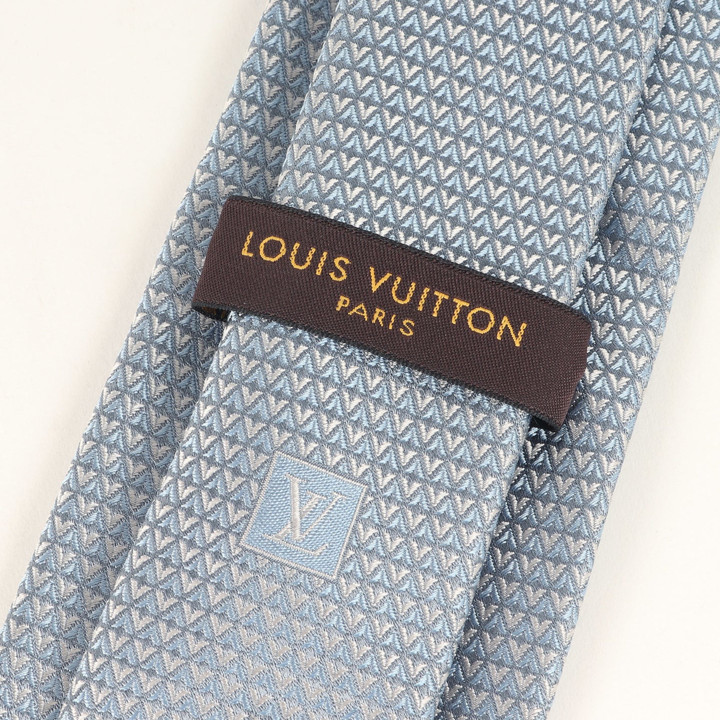 Louis Vuitton Louis Vuitton V Monogram Silk Cravate Tie M78568 Light Blue