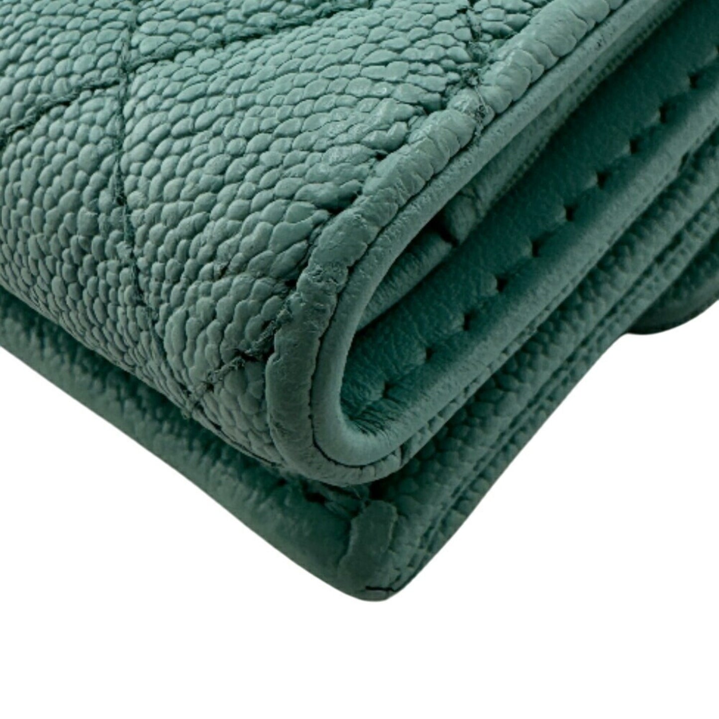 Chanel Boy Chanel Mint Tri-Fold Wallet Blue