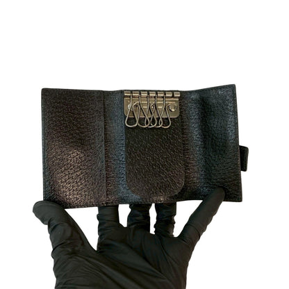 Gucci G Logo Engraved Leather And Nylon Tri-Fold Key Case With Holder