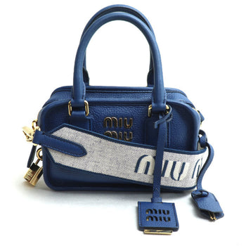 Miumiu Miu 2-Way Shoulder Bag Blue 5Bb123 2F57 F0016